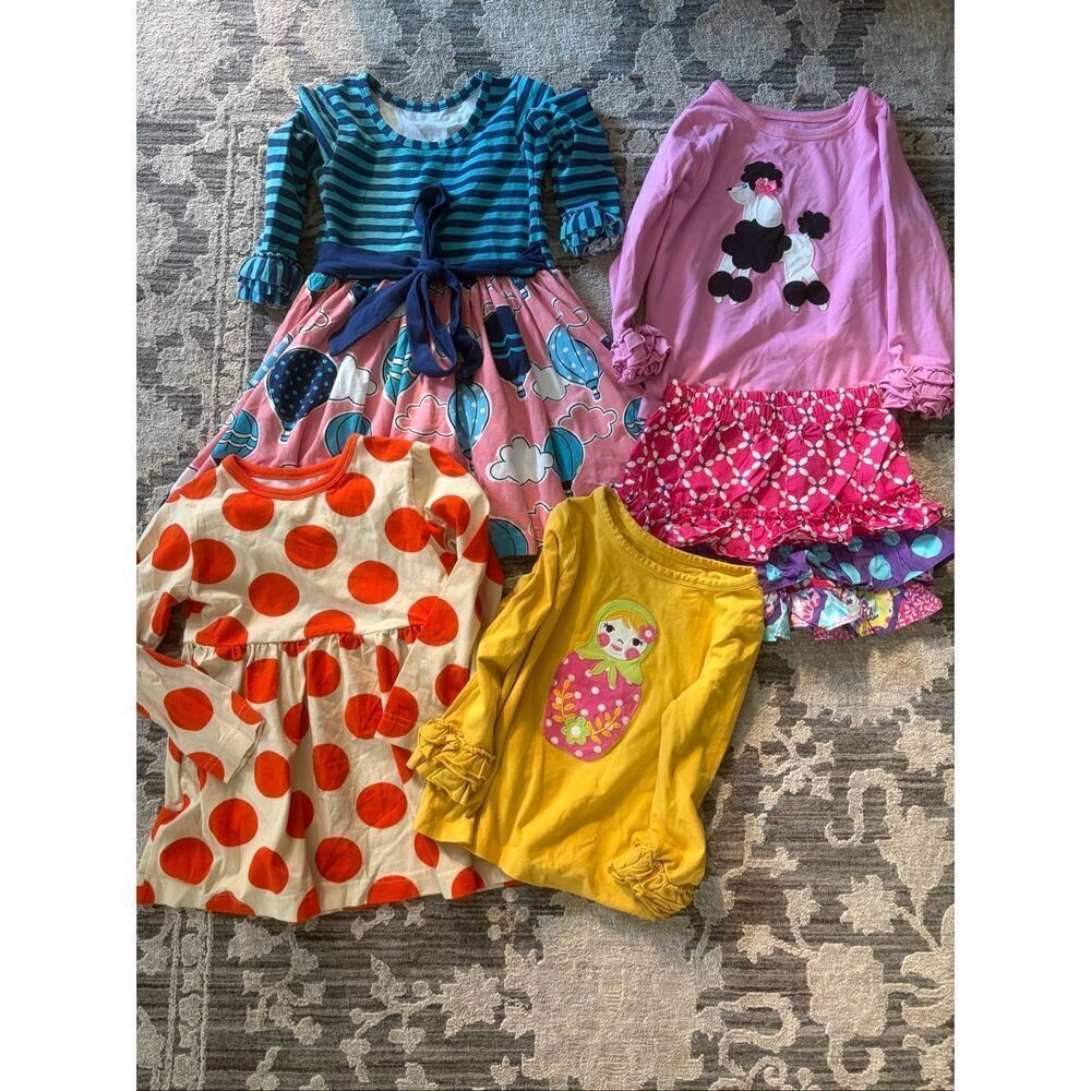 Kelly’s Kids Bundle Size 4-5 Dresses Tops Skirt Nesting Doll Balloon Poodle (5)